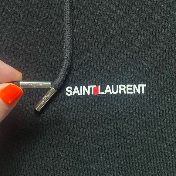 Saint Laurent Small Black 100% Cotton Logo Hooded Sweatshirt - Picture 6 of 10
